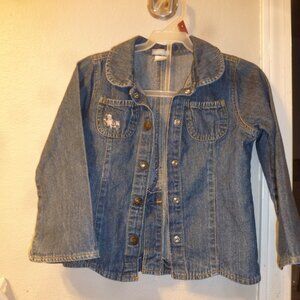 Carter’s Girl's Sz 5 Denim chest Pockets Blue Embroidery decor jacket